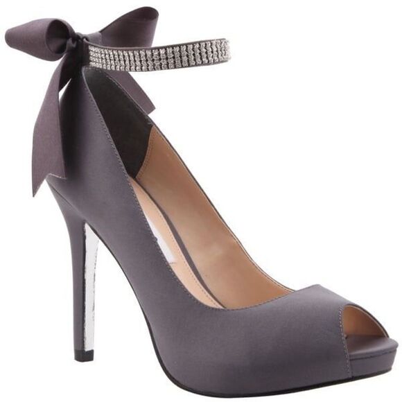 Nina Shoes - Nina KAREN WOMENS STEEL HH OPENTOE PUMP W/ANKLE STRAP size 7.5